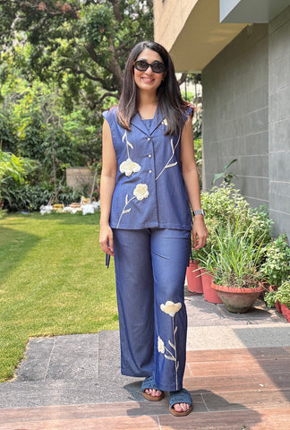 Summer Bloom Denim Jacket Set