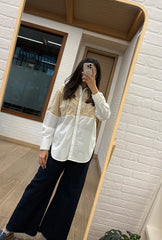 Celestial Beige & White Pearls Shirt