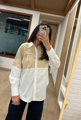 Celestial Beige & White Pearls Shirt