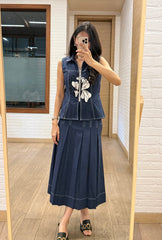 Fleur Navy Skirt Set