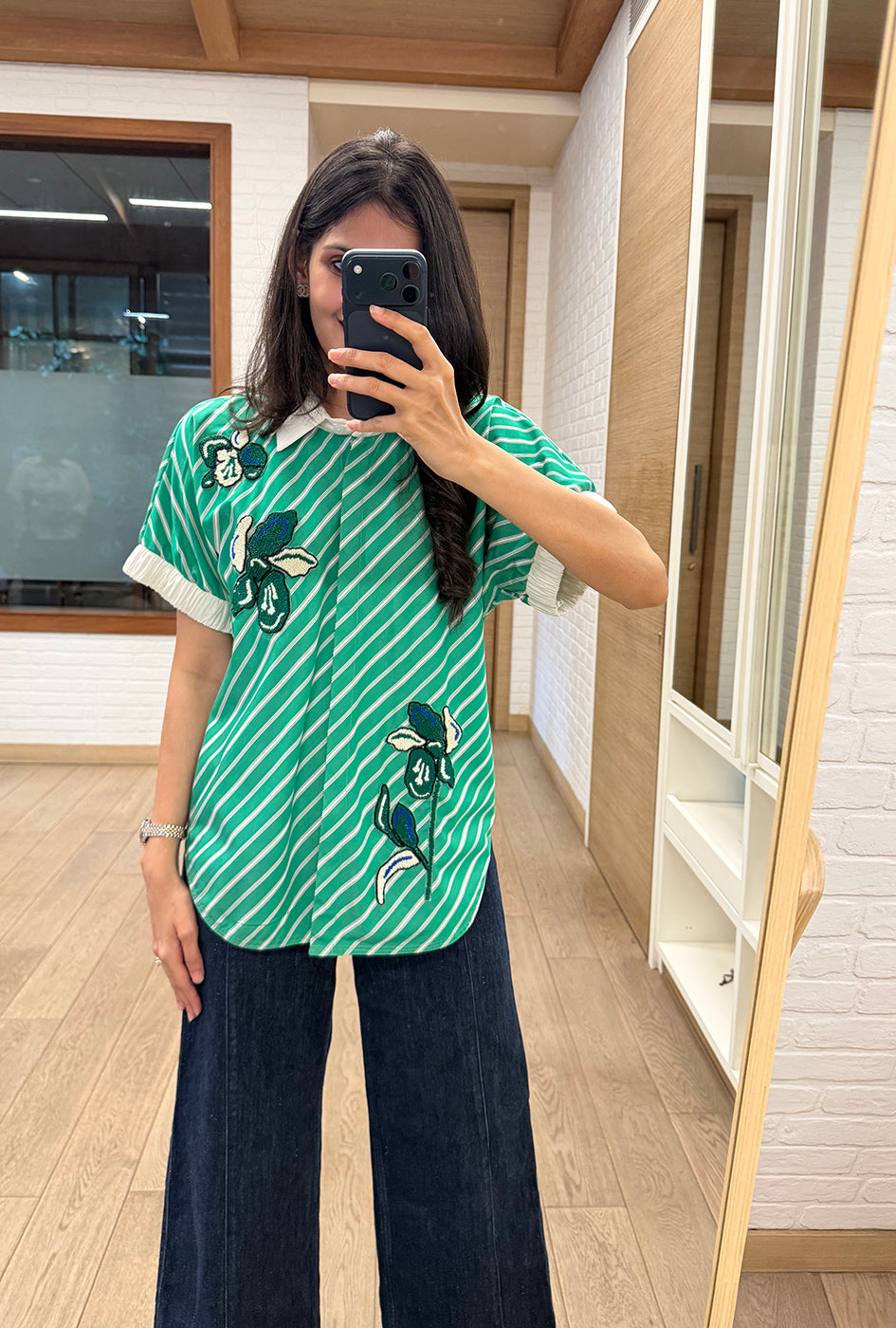 Azure Green Stripes Shirt