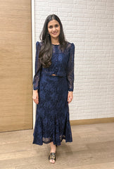 Noire' Navy Lacey Skirt Set
