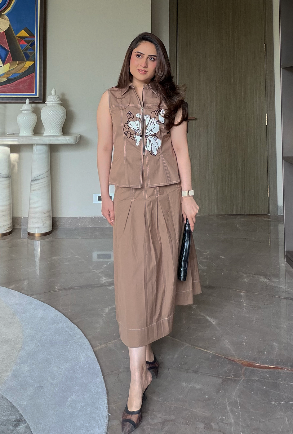 Fleur Mocha Skirt Set