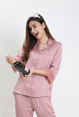 Pink Satin Shorts Set