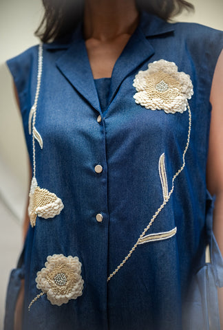 Summer Bloom Denim Jacket Set