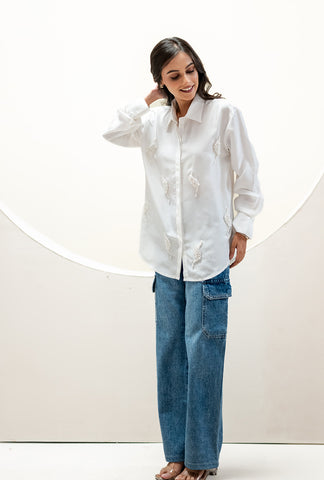 Pearl Oasis Shirt (Silk) | White