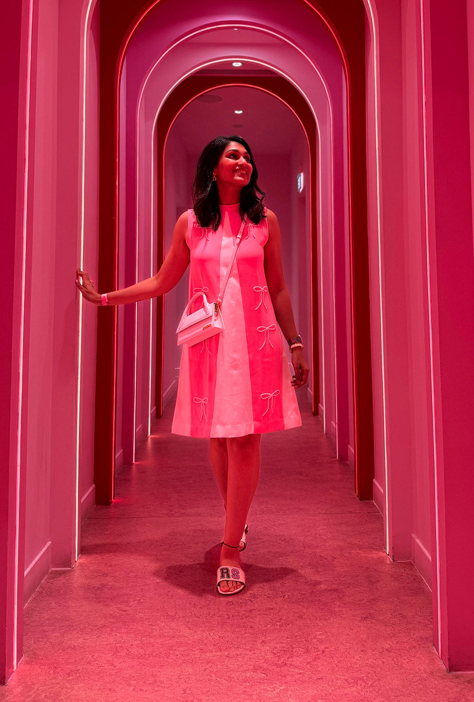 blair pink party dress Blair Baby Pink Tulip Skirt High Neck Mini Dress Get That Trend