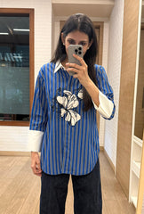 Fleur Blue Stripes Shirt