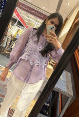 Aakriti In Lacey Bib Shirt| Mauve