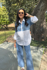 Mitali Wadhwa In Celestial Blue & White Pearls Shirt
