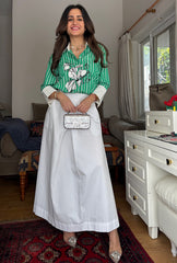 Fleur Green Stripes Shirt
