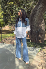 Mitali Wadhwa In Celestial Blue & White Pearls Shirt